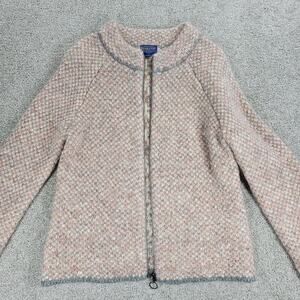 Pendleton Mohair Cardigan Sweater Womens S Woolen Mills Wool Blend Full Zip